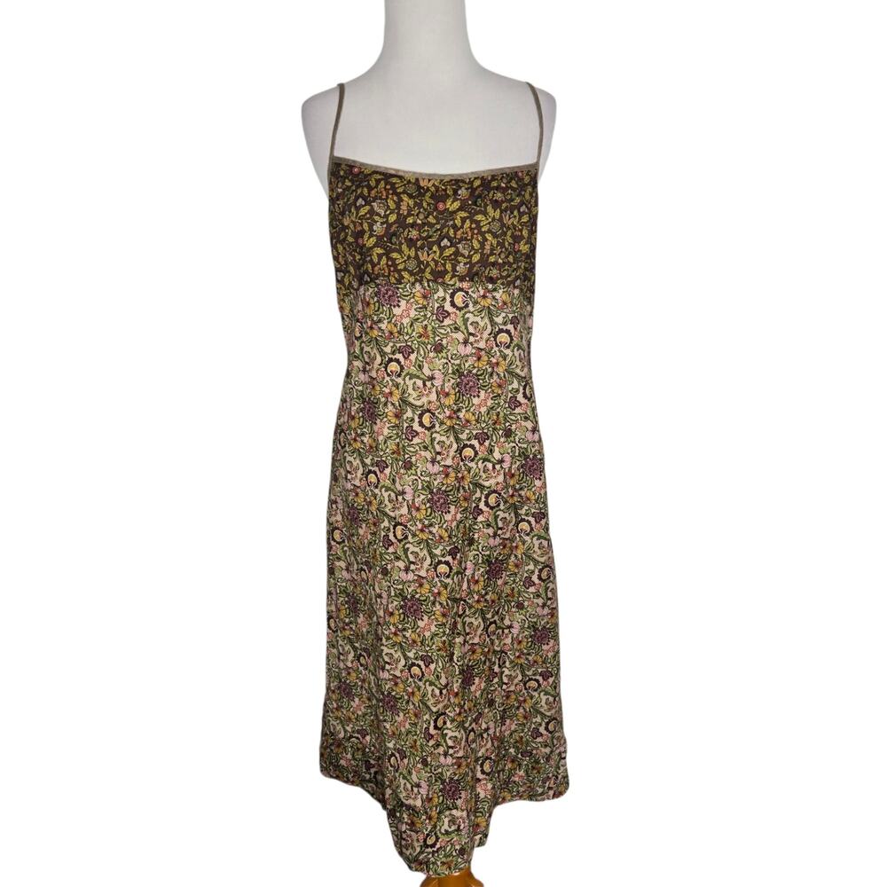 Dosa Women Floral Slip Dress Babydoll Cotton Y2K 90s Style Earthy Midi Large 4